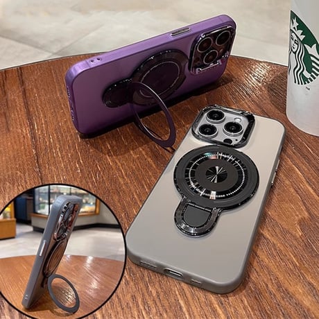 MagSafe耐衝撃 iPhone15pro/15promaxケース  スタンド一体 黄ばまないiPhone14/13proカバー  指紋防止 高級感 男女に人気[M3688]