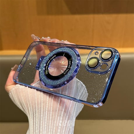 キラキラスマホリング兼スタンド iPhone15Pro/15ProMaxケース  MagSafe対応 綺麗iPhone14/13Proクリアカバー ラメ入り ギフトに最適[M3744]