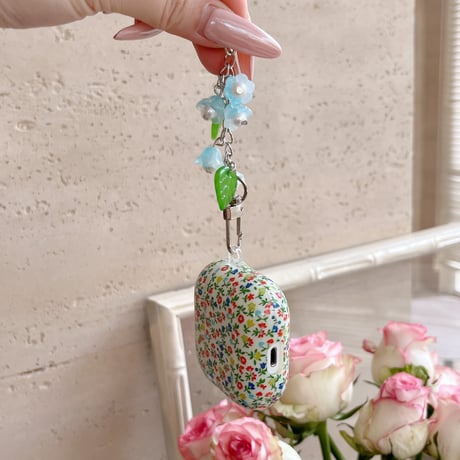 草花柄 Airpods Pro3ケース 可愛い  Airpods4/3ケース キーホルダー付き AirpodsPro2/Pro1カバー 女子力高い [M5785]
