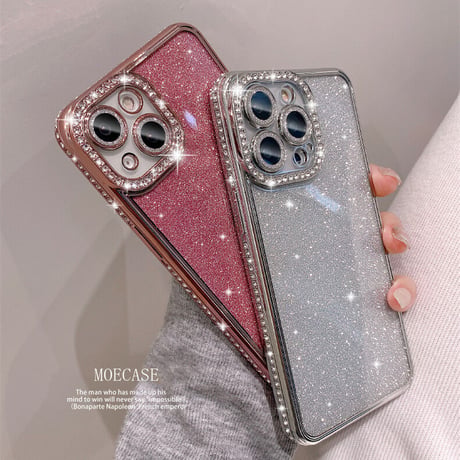 ジュエリー iPhone14pro/14promaxケース キラキララメシール付 iphone13/12/11promaxカバー  オシャレ 高級感 ガールズに大人気[M2388]