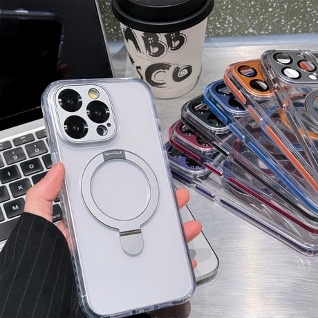 黄ばまない iPhone15pro/15promaxケース MagSafeリングスタンド付 iPhone14promax/13pro/12カバー  コスパ高い 高品質 男女兼用 [M4275]
