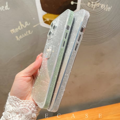ジュエリーハクチョウ iPhone14/15Proケース 豪華 アイフォン13/12/11カバー ラメ入りシール カメラレンズフイルム付き 綺麗 お洒落[M2743]