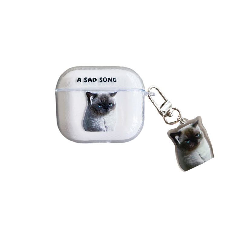 音楽を聴く猫 Airpods Pro2ケース SAD SONG airpods3カバー