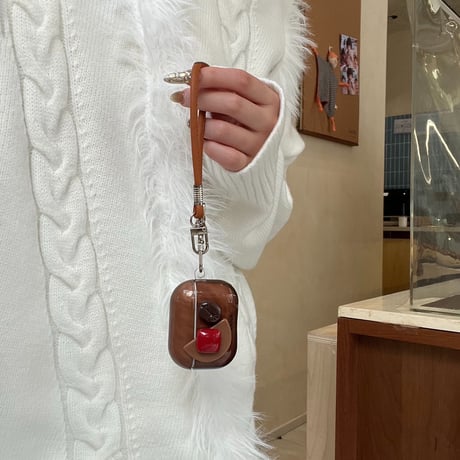 コーヒー豆 Airpods 4ケース レザーストラップ付 Airpodspro2/proカバー Airpods3/2 シック おしゃれ ギフトにおすすめ[M4994]