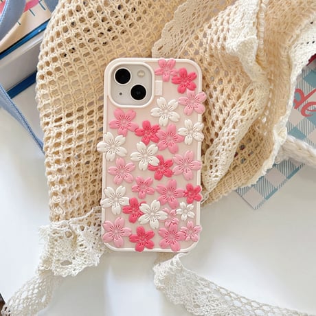桜花 iPhone16pro/16ケース  ピンク iPhone15pro/14/13promaxカバー 大人可愛い 丈夫 女子力高い[M5288]
