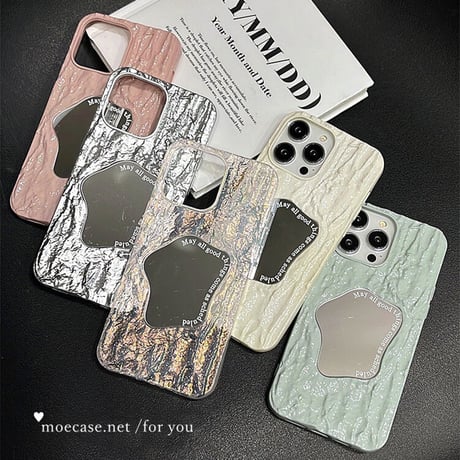高級感ミラーiphone14/13proケース 立体皺 エンボス加工 アイフォン12/11カバー  オシャレ 頑丈 高品質 Girlsに大人気[M3016]