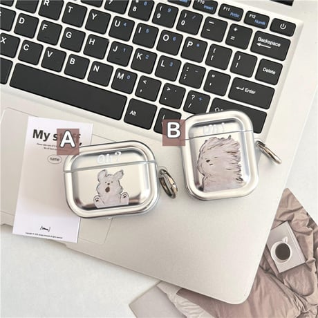 【Airpods4】犬ちゃん AirPodsPro2/Airpods3ケース シルバーカラー airpods3/2ケース かわいい ギフトにおすすめ[M3920]
