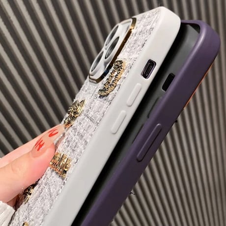 布地 iPhone16/15plusケース  放熱仕様 iPhone14/13proソフトケース カメラ保護 リボン熊ちゃんデコ 秋冬人気[M3618]
