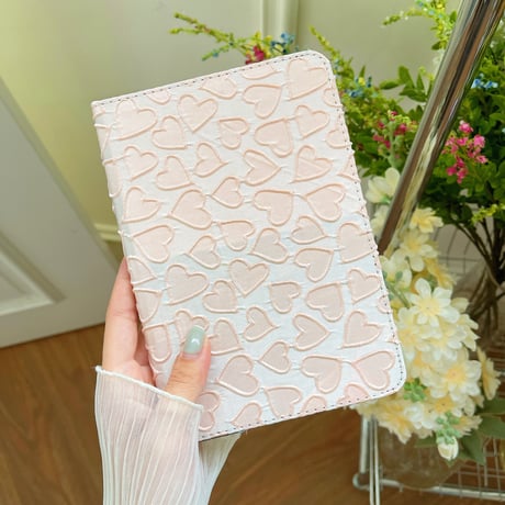 ハート柄 iPad Pro12.9inchケース  刺繡入り 布 iPad Pro第5/ 4世代カバー 10.2/9.7インチ  スタンド  可愛い girlに人気[M2428]