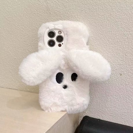 白色犬さん iphone14pro/14plusケース  モフモフ キュート iphone13/12pro/11カバー 可愛い  手さわりいい  ギフトにおすすめ [M2598]