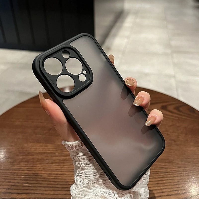 指紋防止 iphone14/15promaxケース 半透明アイフォン12pro/12カバー
