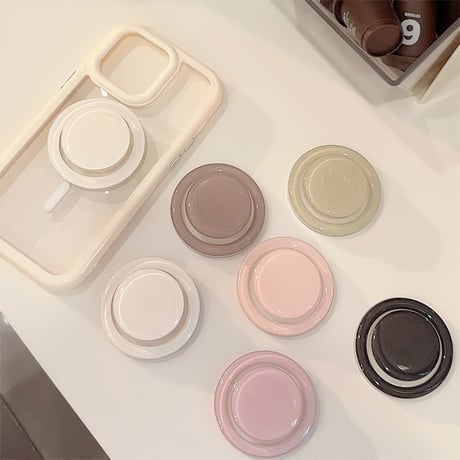 シンプル MagSafe対応スマホグリップ  磁石グリップ マグネット式スタンド ギフトにおすすめ[M4313]