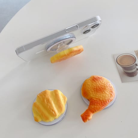 食べ物スマホグリップ マグセーフ式 折り畳み式グリップトーク 卓上スタンド機能付き 耐久性あり プレゼントにおすすめ[M3681]