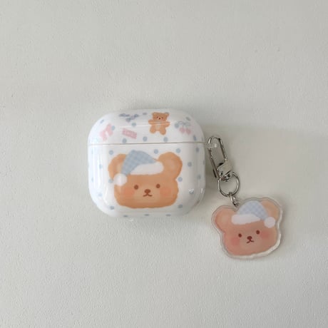 熊さん Airpods Pro3ケース ギフトにおすすめ Airpods 4/3カバーケース AirpodsPro2/1  キーホルダー付 めっちゃ可愛い [M6373]