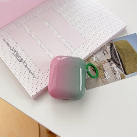グラデーションカラー AirpodsPro3ケース 光沢感 Airpods3/pro2カバー 可愛い リング付 おしゃれ[M6432]