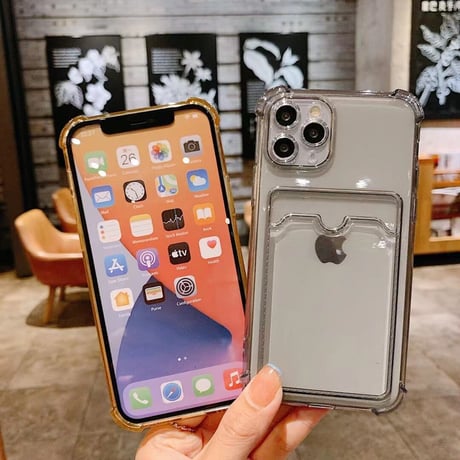 カード収納 背面ポケット iphone15/14proケース 薄型透明iphone13/12/11proカバー  耐衝撃頑丈 軽量 M575