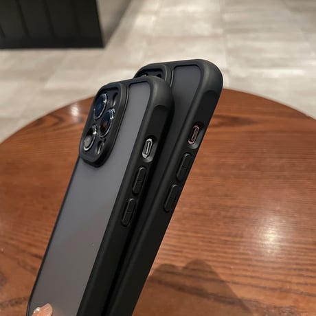 指紋防止 iphone14/15promaxケース  半透明アイフォン12pro/12カバー ブラック系 肌にやさしい 頑丈耐衝撃 [M3280]