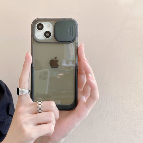 レンズカバー付 iPhone14pro/14ケース スタンド付 アイフォン13/12proカバー クリア シンプル かわいい 便利[M3127]