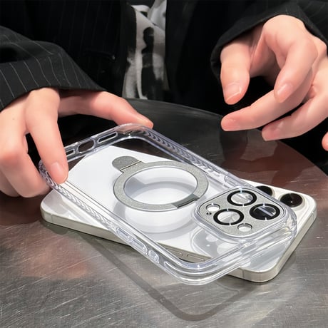黄ばまない iPhone15pro/15promaxケース MagSafeリングスタンド付 iPhone14promax/13pro/12カバー  コスパ高い 高品質 男女兼用 [M4275]