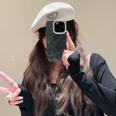 女子力アップ アイフォン15プロ/15プロマックスケース キラキララメ入り iPhone14pro/13promaxカバー 高級感 [M4285]