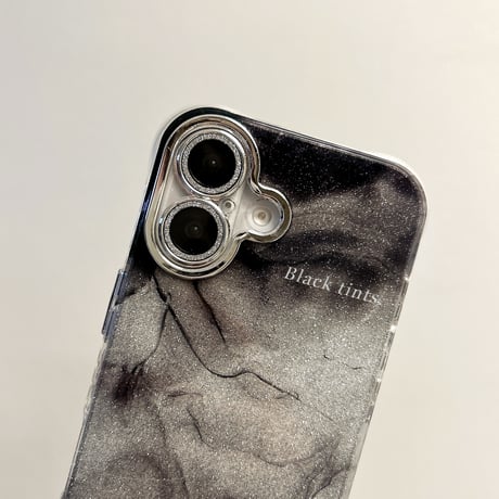 ぼかしブラック iPhone16/16plusケース  耐衝撃加工 iPhone15Pro/14/13pro/12クリアケース キラキラ かわいい レンズ保護[M4816]