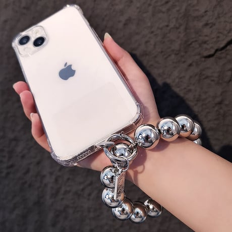 メッキ玉 スマホストラップ シルバーカラー お洒落  高品質 装着がやすい ギフトにおすすめ[M2719]