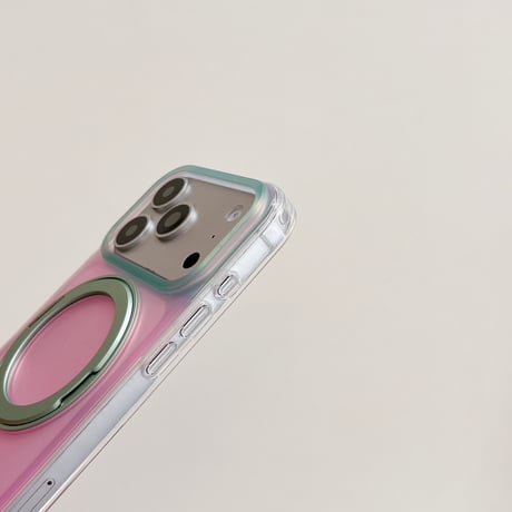 MagSafeリングスタンド iPhone17Pro/17ケース ピンクとグリーン iPhone16Pro/15Promaxケース 可愛すぎる 便利実用品 [M6481]