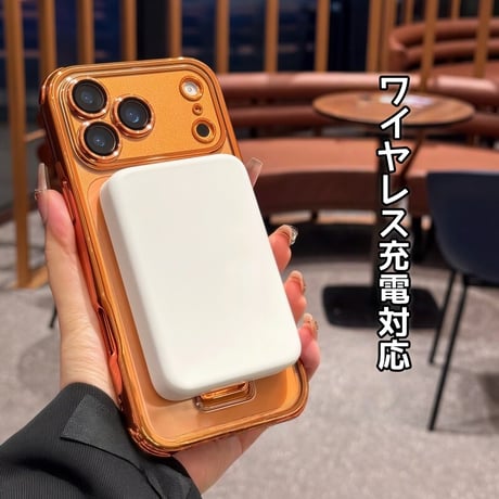 スタンド付 iPhone17Pro/16ProMaxケース メッキ MagSafe対応 iPhone15Pro/14/13ケース 耐衝撃加工 黄ばまない [M6360]