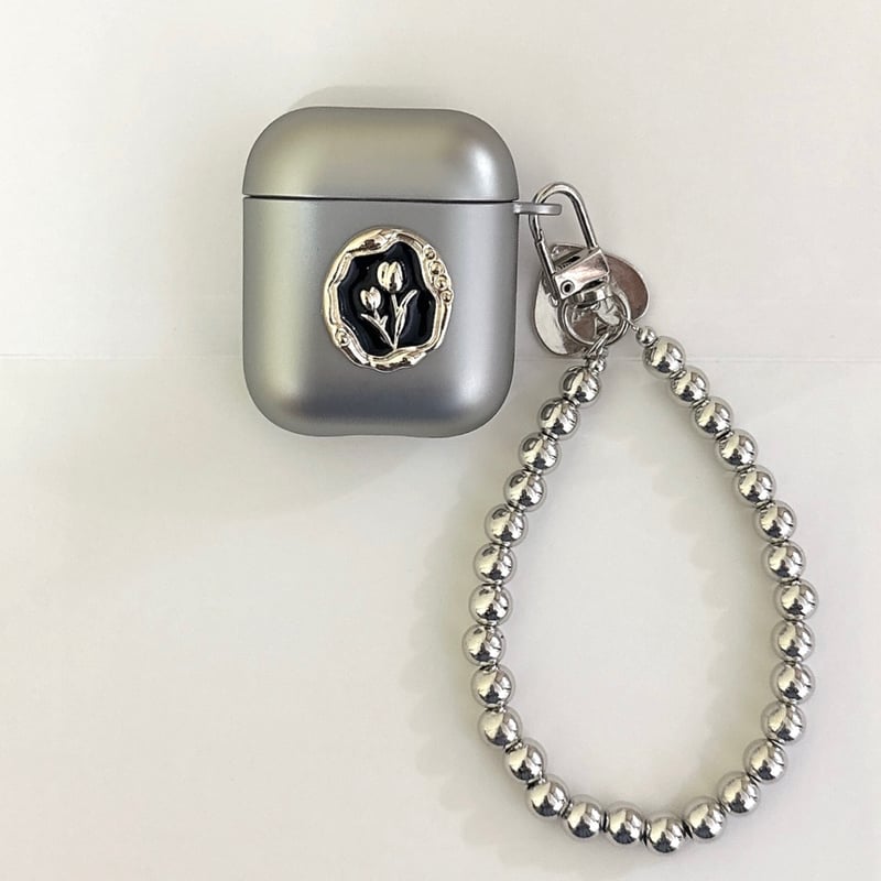 Airpods 4】高級感 Airpodspro2/proケース シルバー ストラップ付