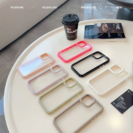 淡色クリア iPhone15/15plus/15proケース くすみカラー iPhone14/13/12proカバー お揃い 頑丈[M3529]