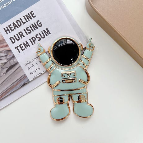 宇宙飛行士 スマホグリップ  可愛い スマホスタンド 落下防止 リング 超キュート  便利多機能 艶あり メッキ いいプレゼント[M2140]