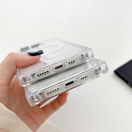スクエア MagSafe iPhone15pro/15promaxケース 黄ばまないクリア iPhone14/13pro/12promaxケース シンプル風 丈夫[M4117]