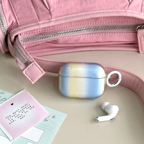 グラデーションカラー Airpods 4ケース ブルー/イェロー Airpods3/Pro2ケース airpodspro2カバー  リング付 シック 淡色系[M5245]