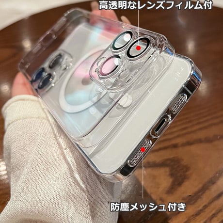 MagSafe対応 iPhone17ProMax/16proケース クリア 高透明度 レンズフイルム付シンプル 高品質 ハードケース[M3481]