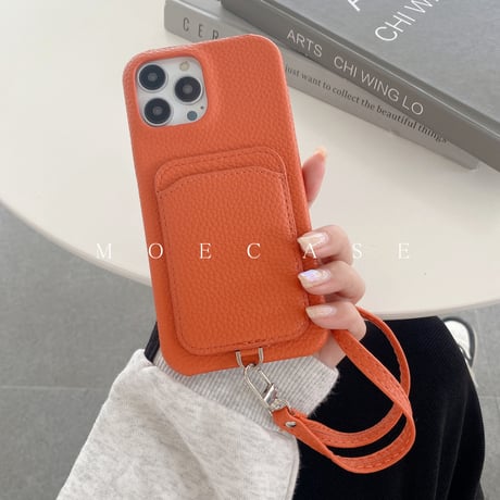 ICカード収納 iPhone14/15proケース  革製 アイフォン13pro/12mini/11proケース ストラップ付 高品質 使いやすい シンプル風[M2736]