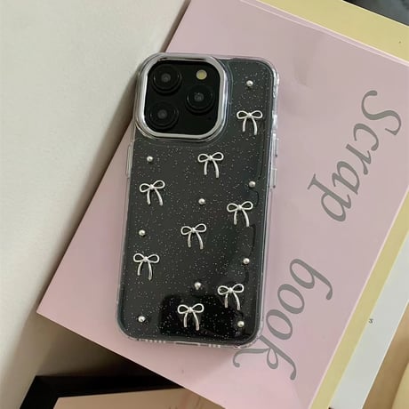 キラキラ リボンiPhone15pro/15promaxケース 星 ラメ入り クリアiphone14/13/12proカバー 高級感 黄ばまない[M4055]