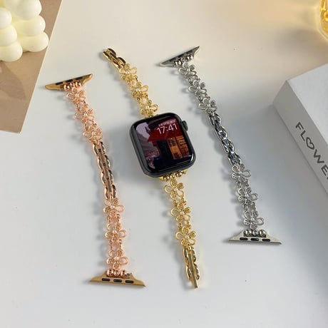 バレェ風花  AppleWatchバンド メタル AppleWatchベルト Series 11/10/9/8 SE3/2  Ultra3/2/1 高級感高品質 エレガント[M6245]