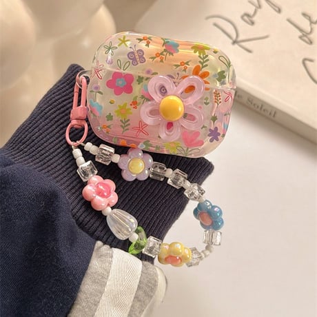 花柄 Airpods Pro3ケース Flowersストラップ Airpods4/3カバー pro2/pro1 リング うねうね  大人可愛い[M6156]