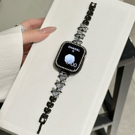 ハートダイヤ AppleWatchバンド 高品質 金属 アップルウォッチ10/9 ベルト Ultra3/2/1 Series 10/9/8 SE3/2/1 高級感キラキラ[M5639]