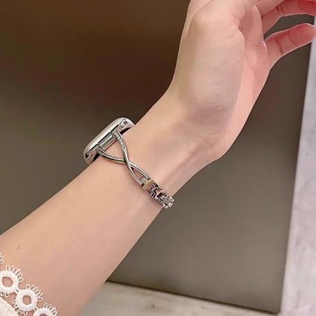 メタルダイヤモンド アップルウォッチバンド 高級感  AppleWatch Series11/10/9/8 SE3/2 40/41/42mm シンプル風[M6348]
