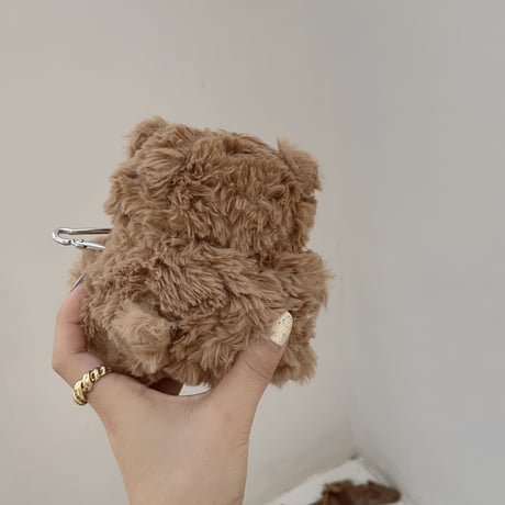 キュートクマちゃん  Airpods Proケース  柔らかい ふもふも airpods3カバー  フック付き 手触りよい  頑丈 ギフトにおすすめ M2443]