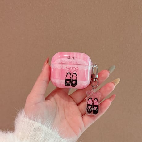 バレエシューズ Airpods4ケース 大人可愛い Airpods3/Pro2ケース airpodspro2カバー  キーチェーン付 女子力高い[M5173]