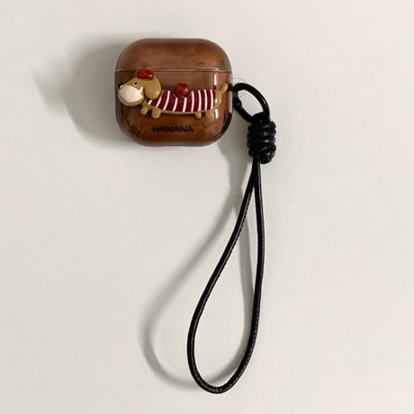 ダックスフンド Airpods第四世代ケース リングとストラップ付 AirpodsPro2ケース airpods3カバー かわいい お揃い[M5437]