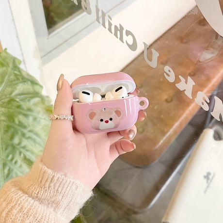熊 Airpods4/3ケース  めっちゃ可愛い Airpodspro2/proカバー ピンク お揃い プレゼントにおすすめ[M4702]