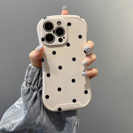 水玉模様 iPhone15pro/15カバー グリップ性いい iPhone14/13pro/12promaxケース 可愛い 女子力アップ[M4433]