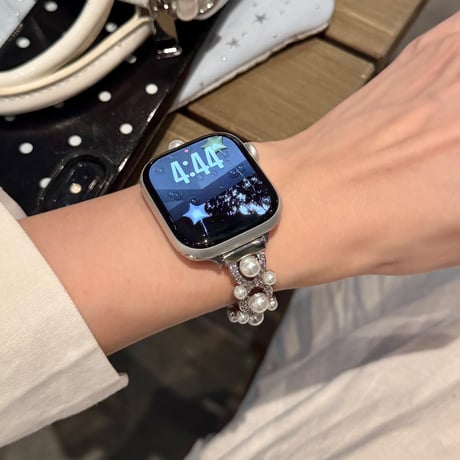 パール  AppleWatchバンド エレガント AppleWatchベルト Series 11/10/9/8 SE3/2  Ultra3/2/1 高級感高品質  美しい[M6239]
