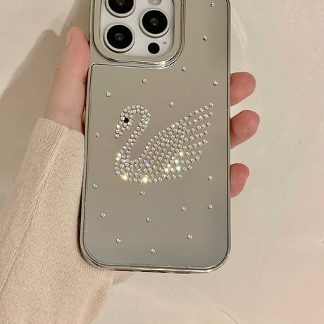 ジュエリースワン iPhone16pro/16カバー メイク直し鏡 iPhone15pro/14promax/13ケース 頑丈 上品 大人可愛い [M5212]