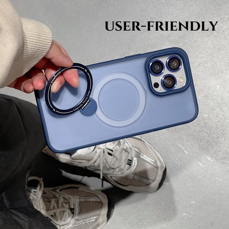 iPhone15Pro/15ProMaxケース MagSafeリングスタンド付き 指紋防止 耐衝撃 多機能便利 14/13/12pro[M3538]