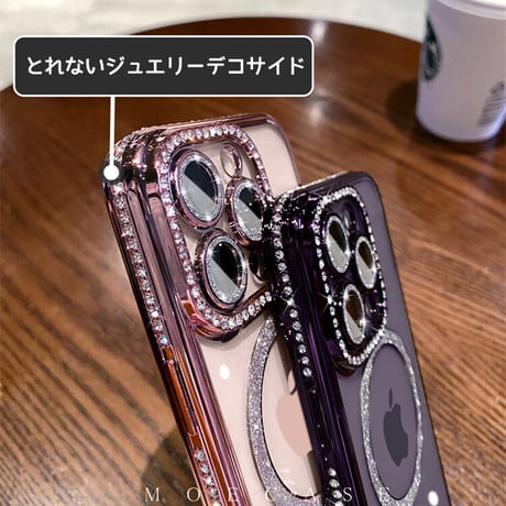 【iPhone16】MagSafe対応ジュエリー iphone15/14proケース  キラキラ レンズフィルム付アイフォン13/12/11カバー  綺麗 高品質 ガールズに超人気 [M3321]