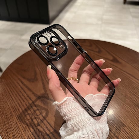 iPhone15pro/15promaxクリアケース ガラスレンズフィルム付 高透明度 黄ばまない[M3469]